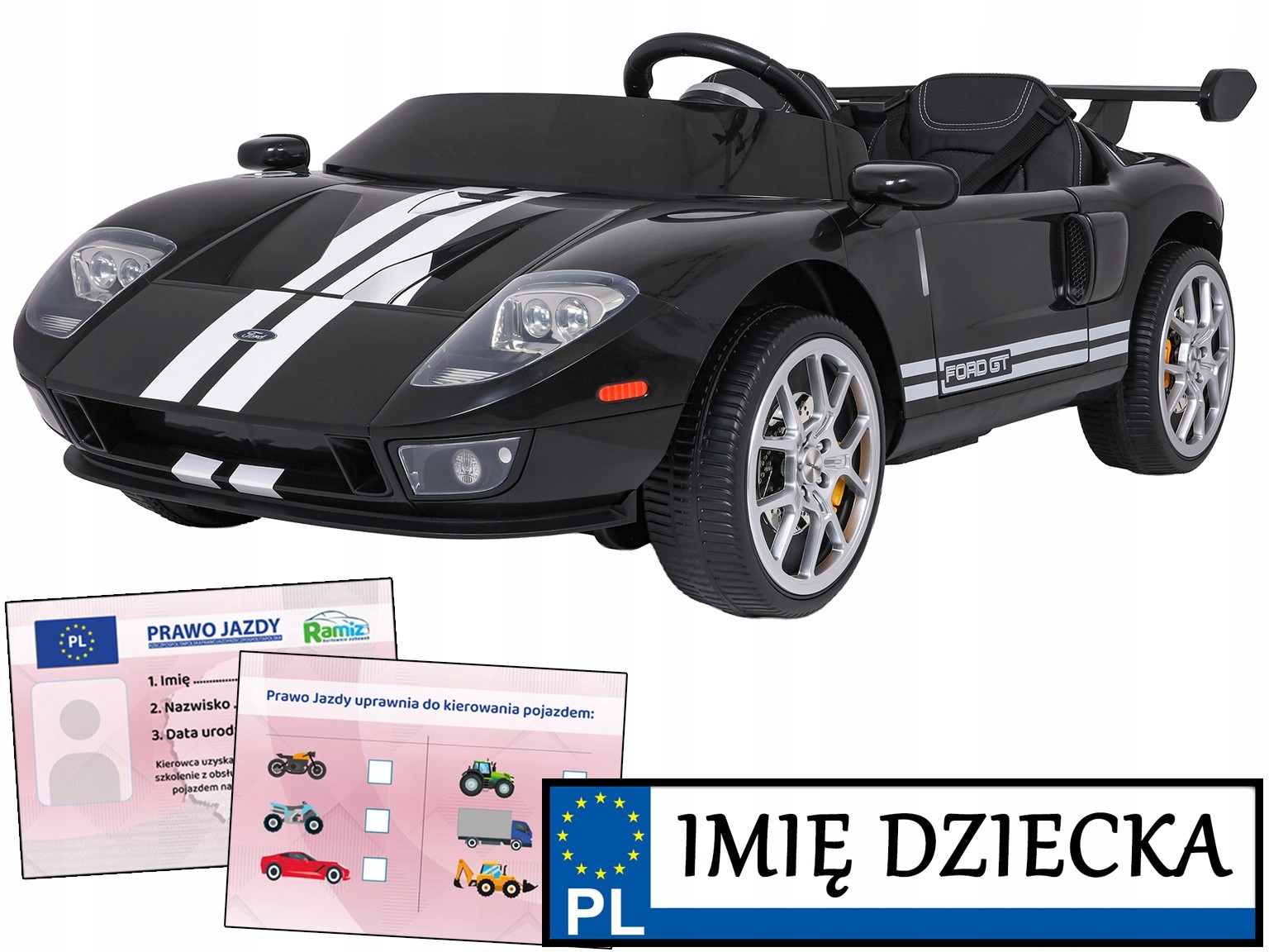 2 Osobowy Samochód Elektryczny Ford Gt auto dla 2 dzieci pilot 2,4 GHz