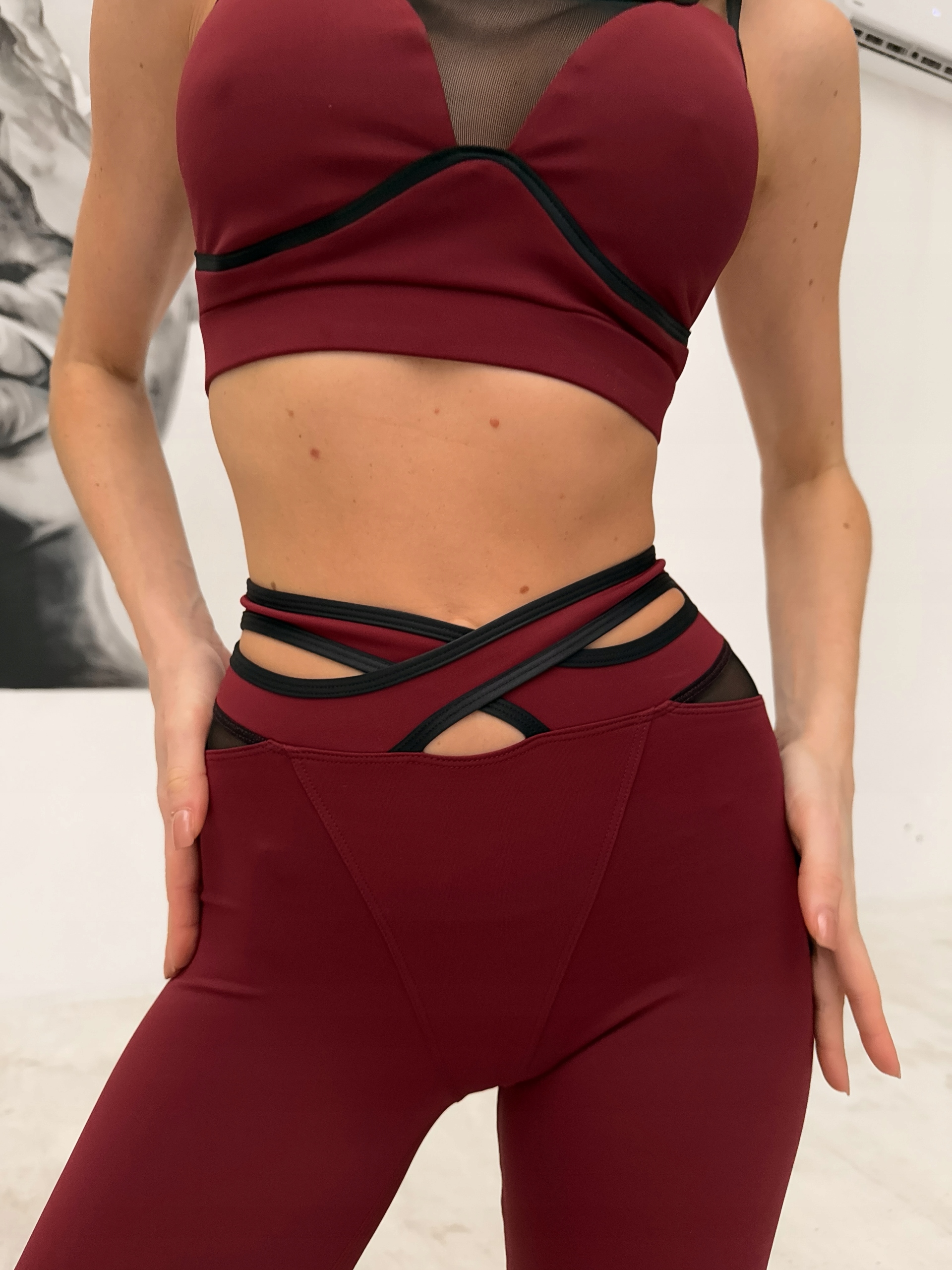 Komplet sportowy Top Leginsy sportowe Z Wysokim Stanem M