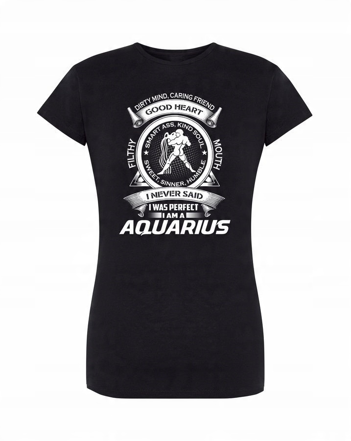 

T-shirt damski czarny Znak Zodiaku - Aquarius M