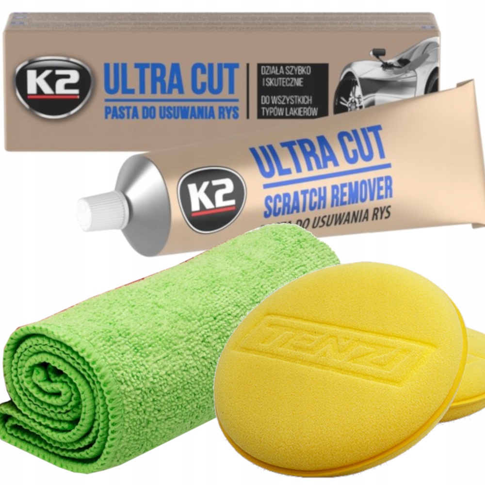 Zestaw K2 Ultra Cut Pasta Polerska Do Polerowania Lakieru Usuwania Rys 100g
