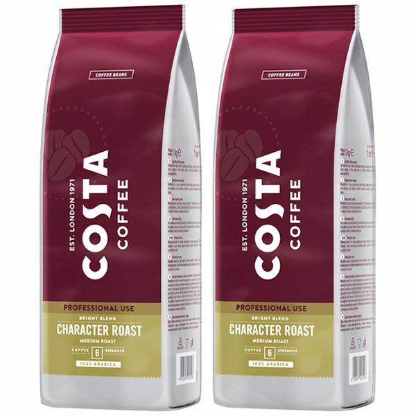2x Kawa Ziarnista Costa Bright Blend 100% Arabica Arabika 1KG Professional