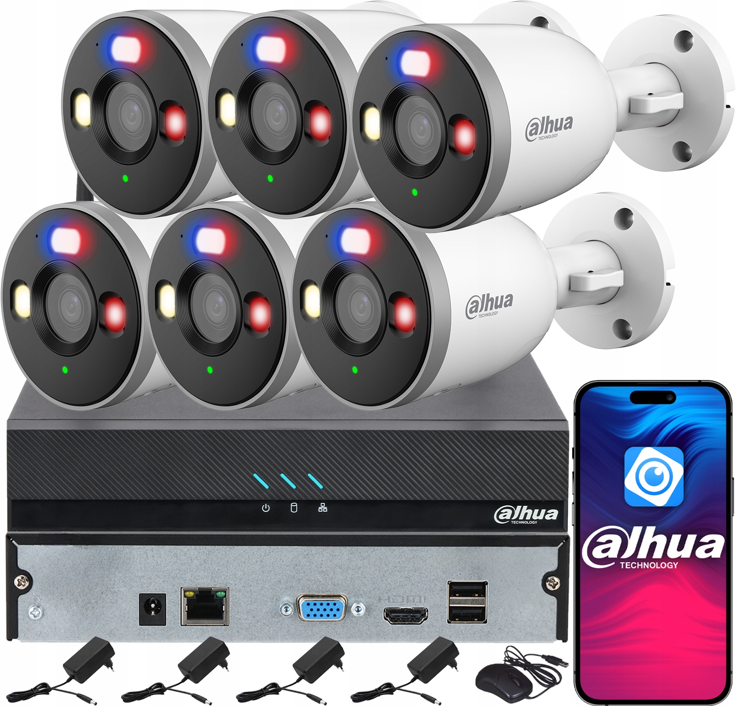 Dahua Monitoring pre 6 kamier 5MPx F5D-PV Inteligentné duálne svetlo Audio