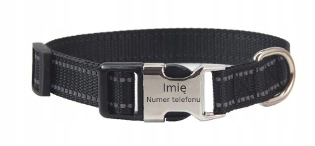 Levně Obojek s gravírováním pro psa kočku Váš Nápis! Reflexní černá L