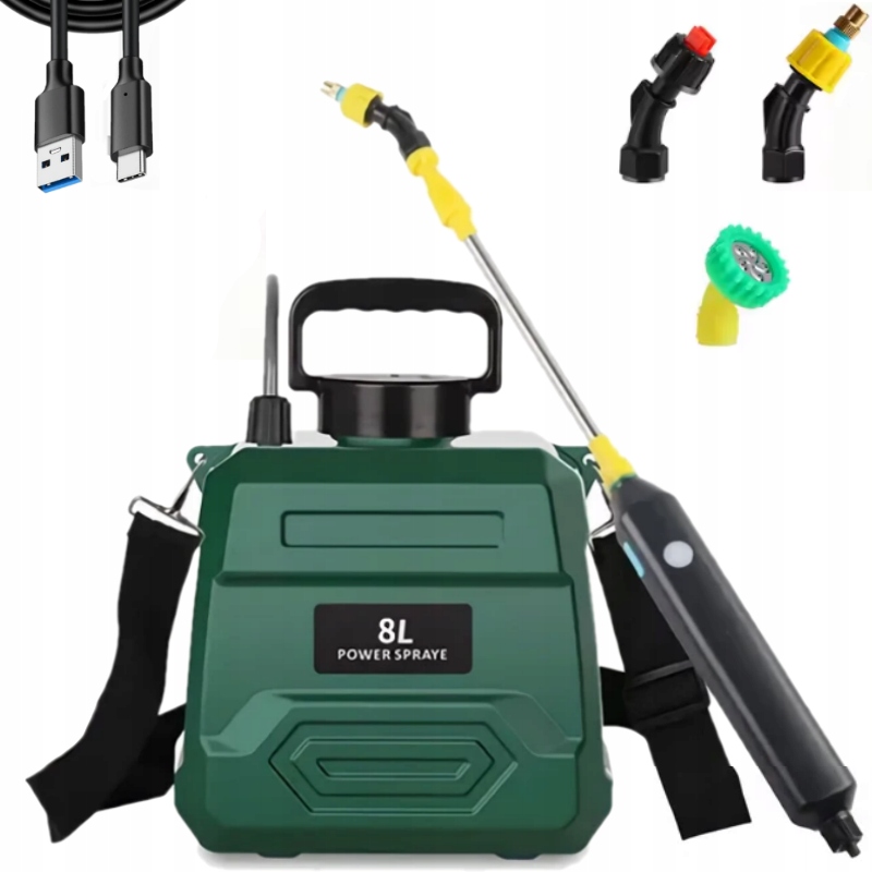 Lekki Opryskiwacz Ogrodowy Akumulatorowy Na Ramię Elektryczny na Usbc 8L