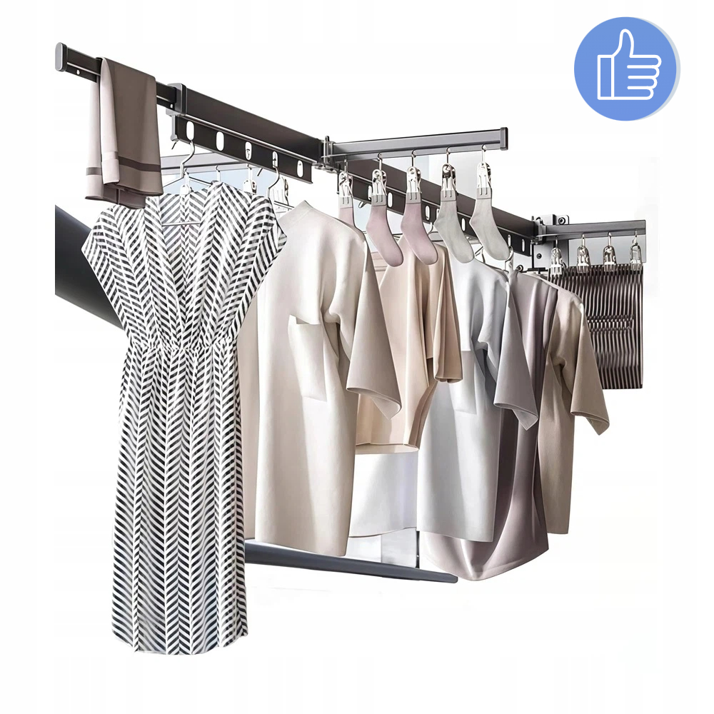 Levně Skládací Sušák Na Prádlo S Věšákem Černý 20 Sponek Ponožky