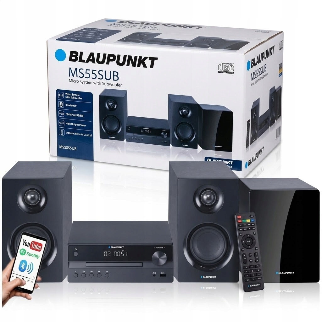 Wieża Blaupunkt MS55SUB 330W Hdmi Arc Subwoofer CD Bt Usb Pilot