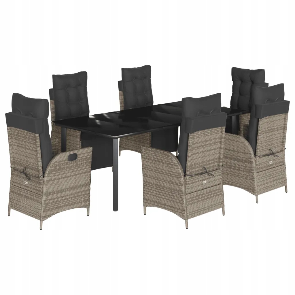 Zahradní nábytek set s černým stolem 200x100x74 cm a šedými židlemi