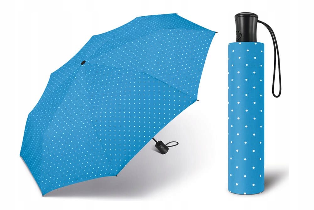 

Automatyczna parasolka Happy Rain niebieska Grochy