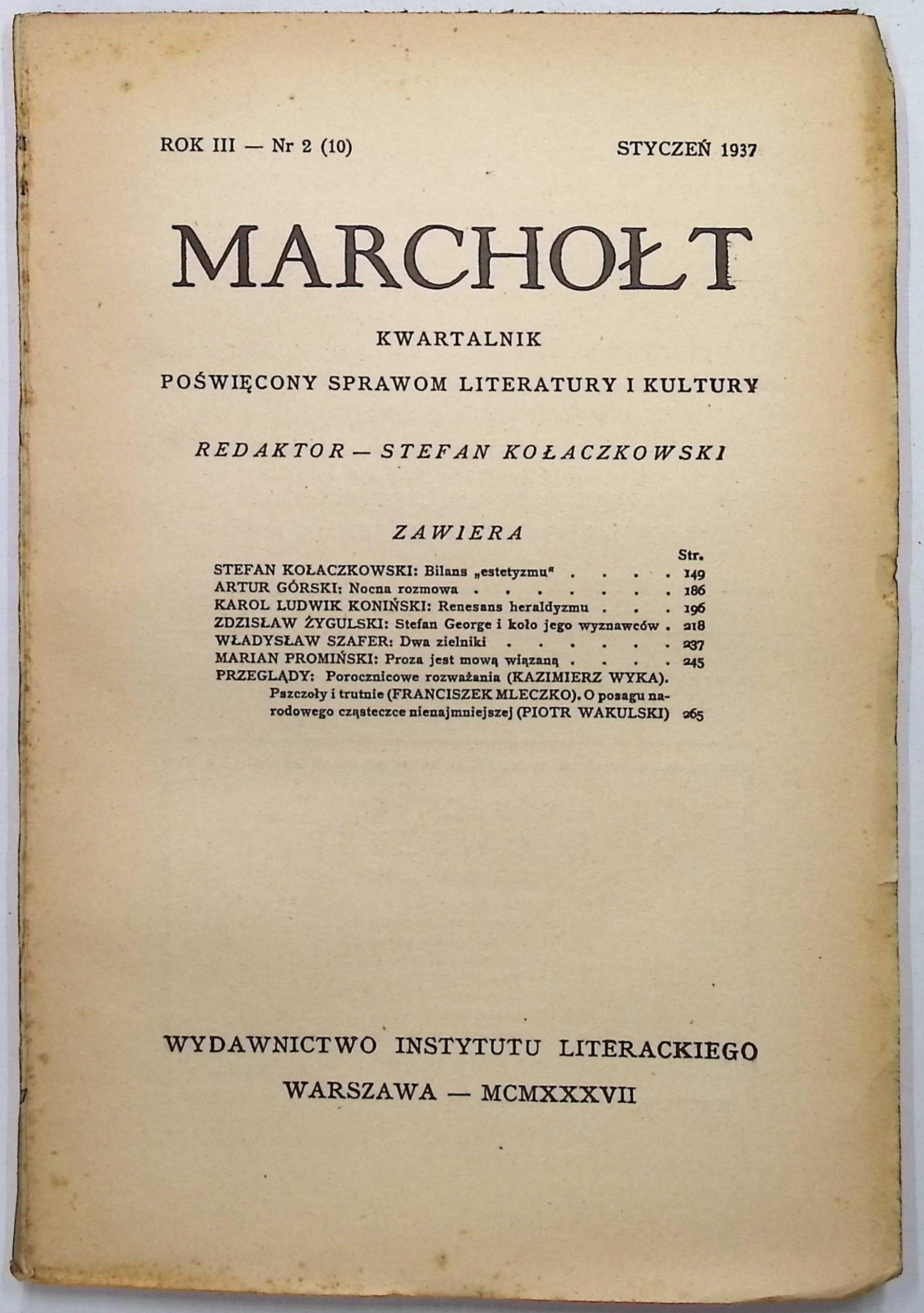 Marchołt. Kwartalnik. Rok III, Nr 2 (styczeń 1937 r.)