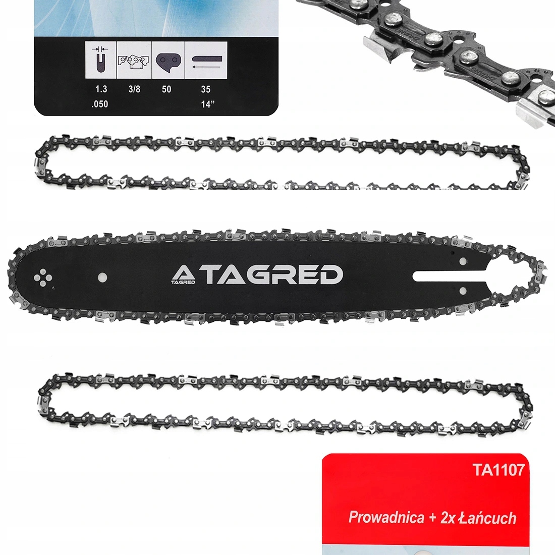 

Prowadnica 14'' 2 Łańcuchy 3/8 1,3 MM 50 Do Piły