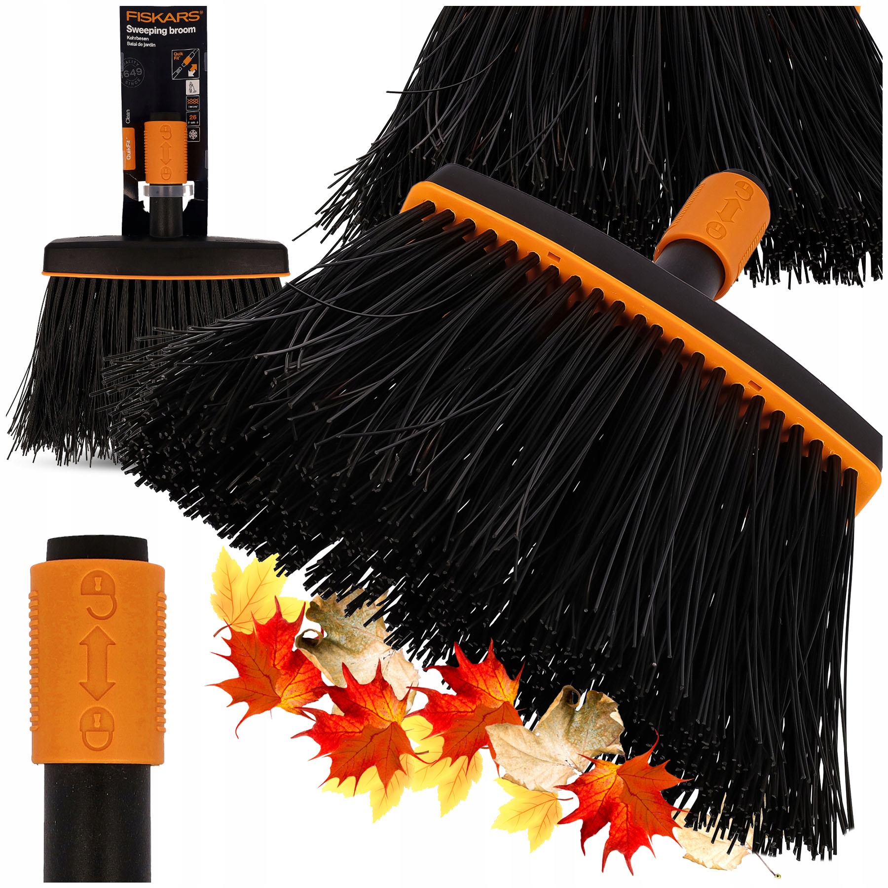 Szczotka Miotła Do Liści Trawy Fiskars Wąska Zmiotka Miotełka QuickFit 26cm