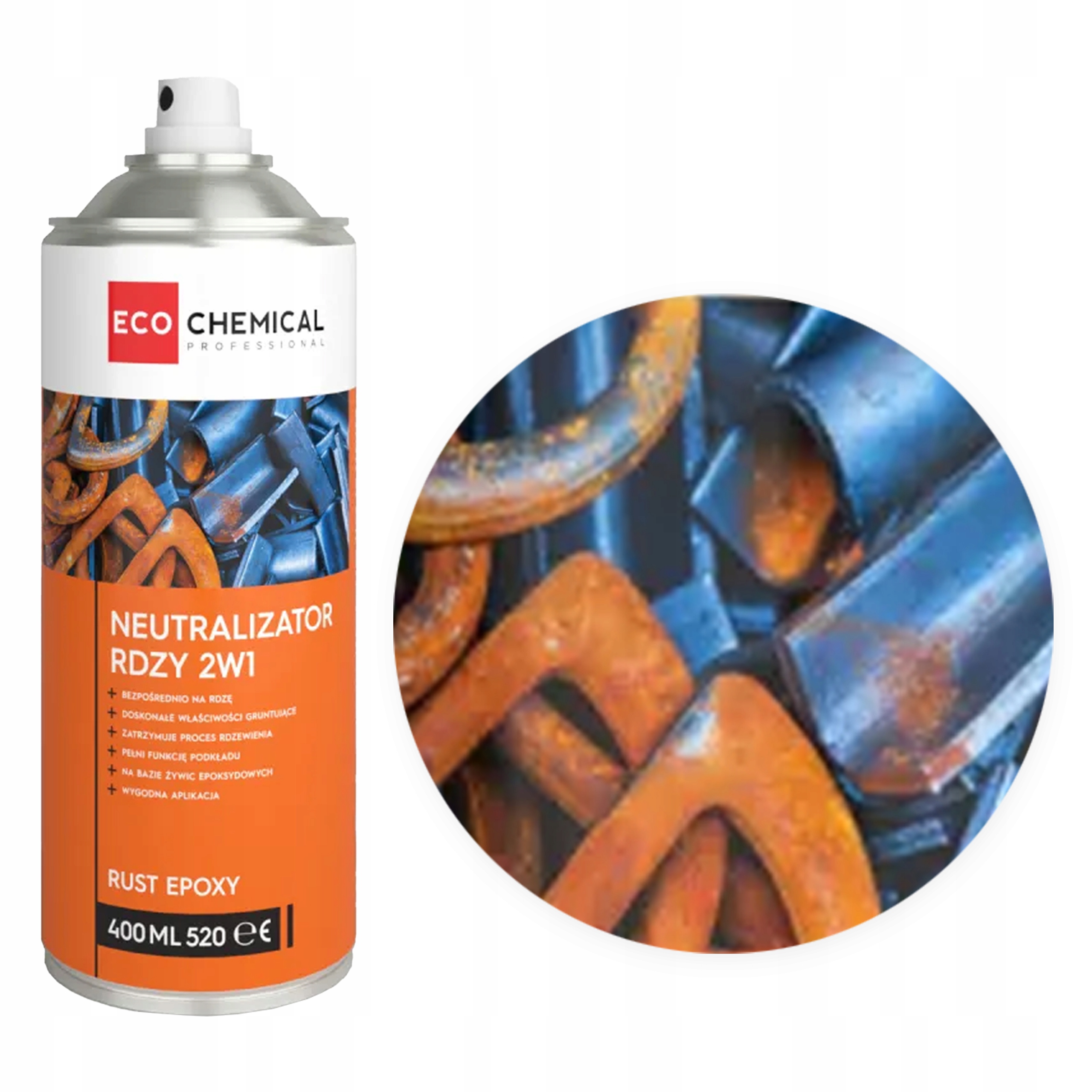 Neutralizator Rdzy Odrdzewiacz Spray Antykorozyjny Ecochemical 2w1 400ml