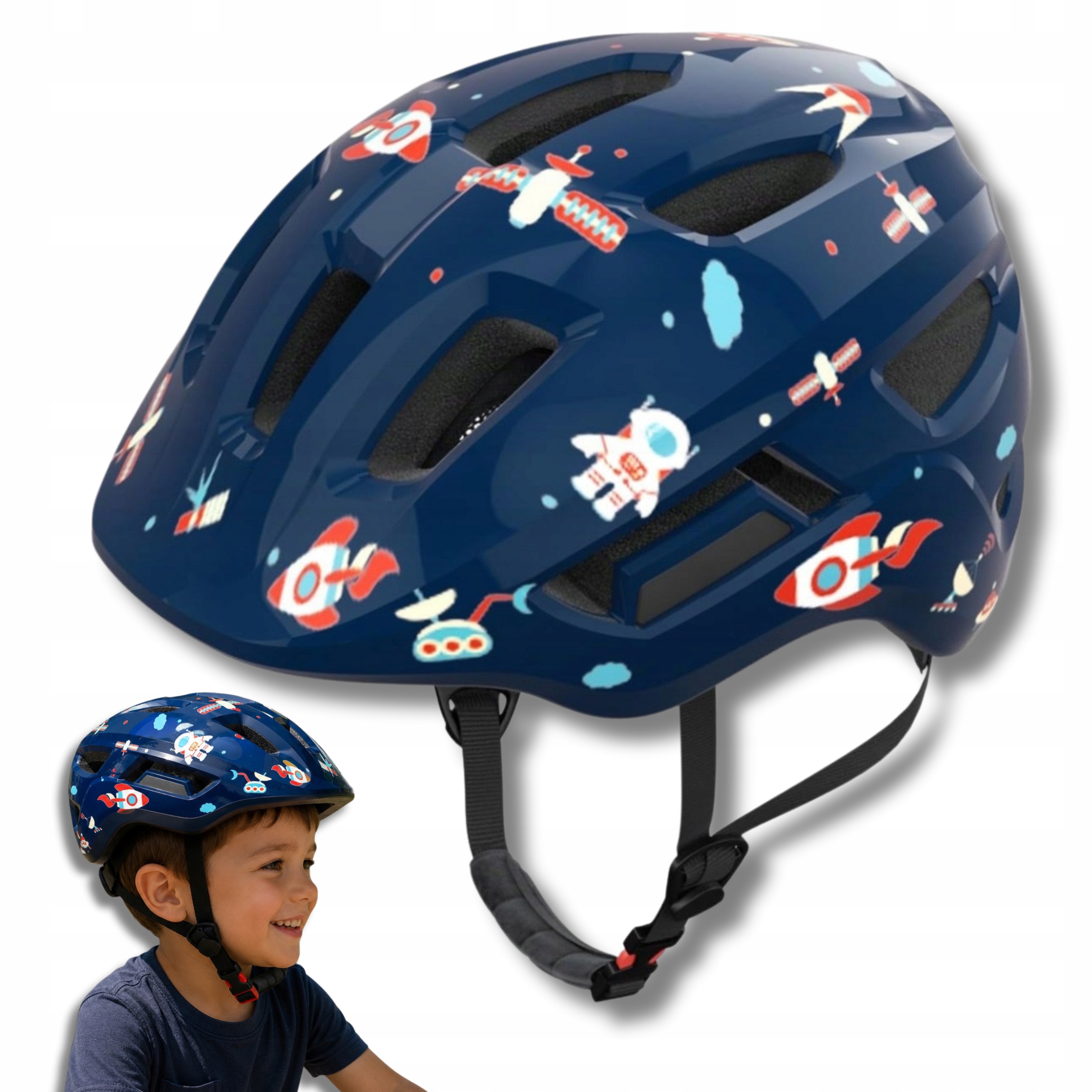 Kask Rowerowy Dla Dzieci Xs 48-52 Cm W Kosmos Dziecięcy Regulowany Niebiesk