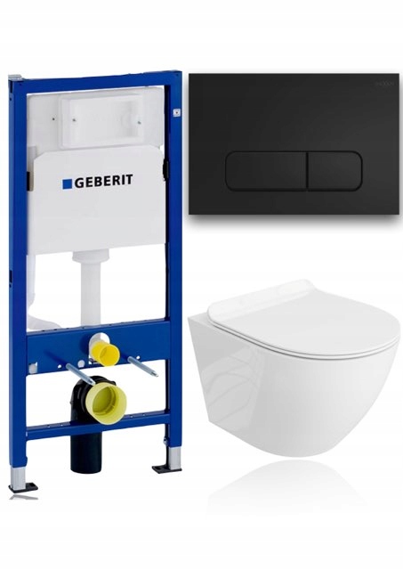 Zestaw Wc Geberit Duofix Basic stelaż podtynkowy miska przycisk Czarny Mat