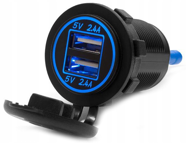 Motocyklowe gniazdo USB 12V ładowarka 2xUSB LED