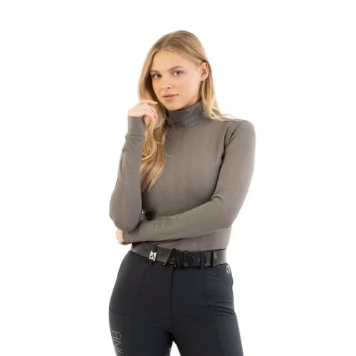 Koszulka jeździecka Anky Mockneck 25AW z golfem damska silver szara L