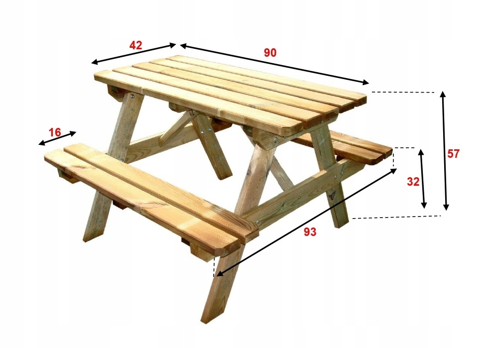 Stolik piknikowy ogrodowy drewniany dla dzieci stół z ławkami Kod producenta 061701