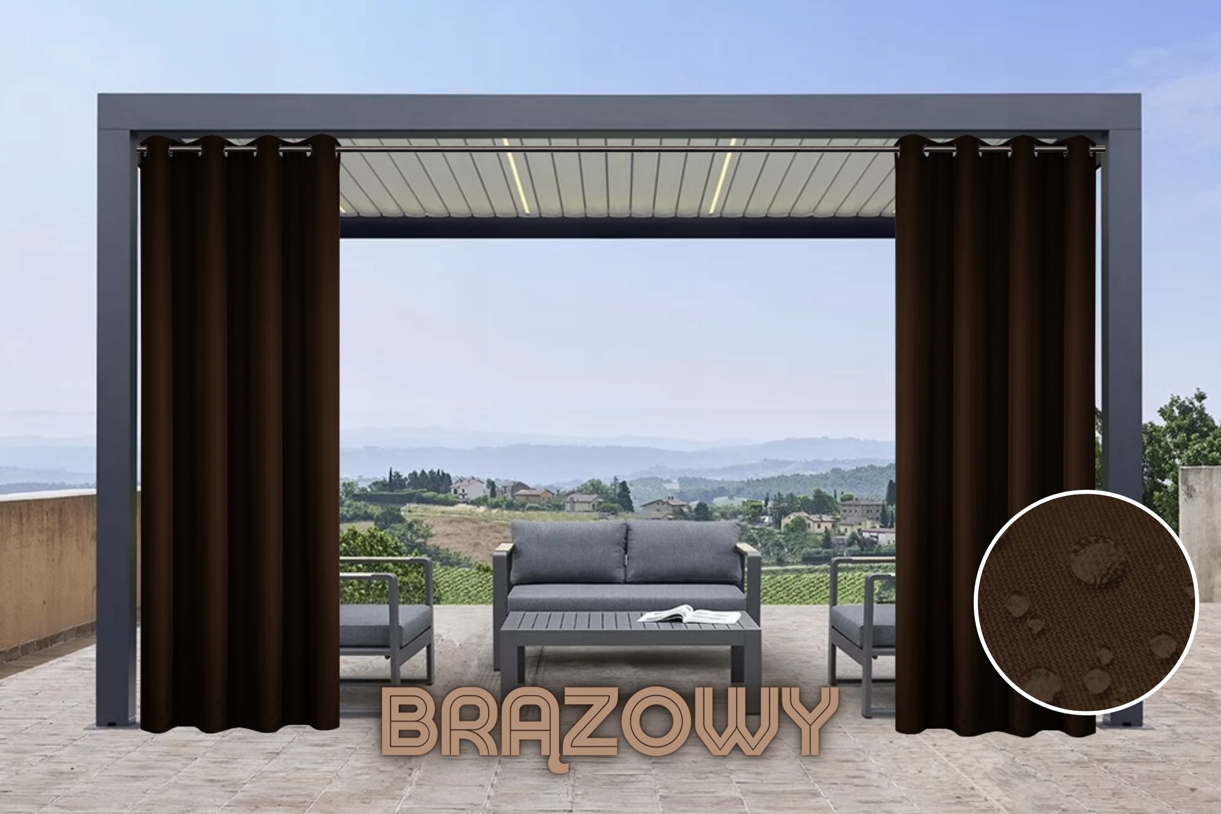 ZASŁONA WODOODPORNA 155x240 NA TARAS OGRÓD BALKON Szerokość 1.55 m