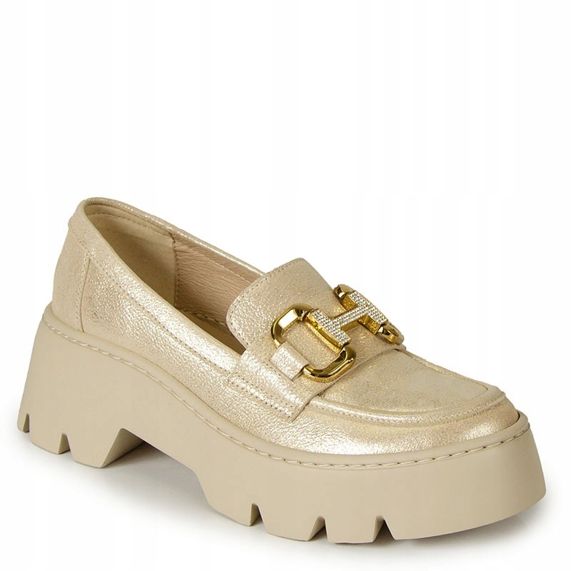Chebello 4678 Zlaté Kožené Mokasíny S Ozdobou 37