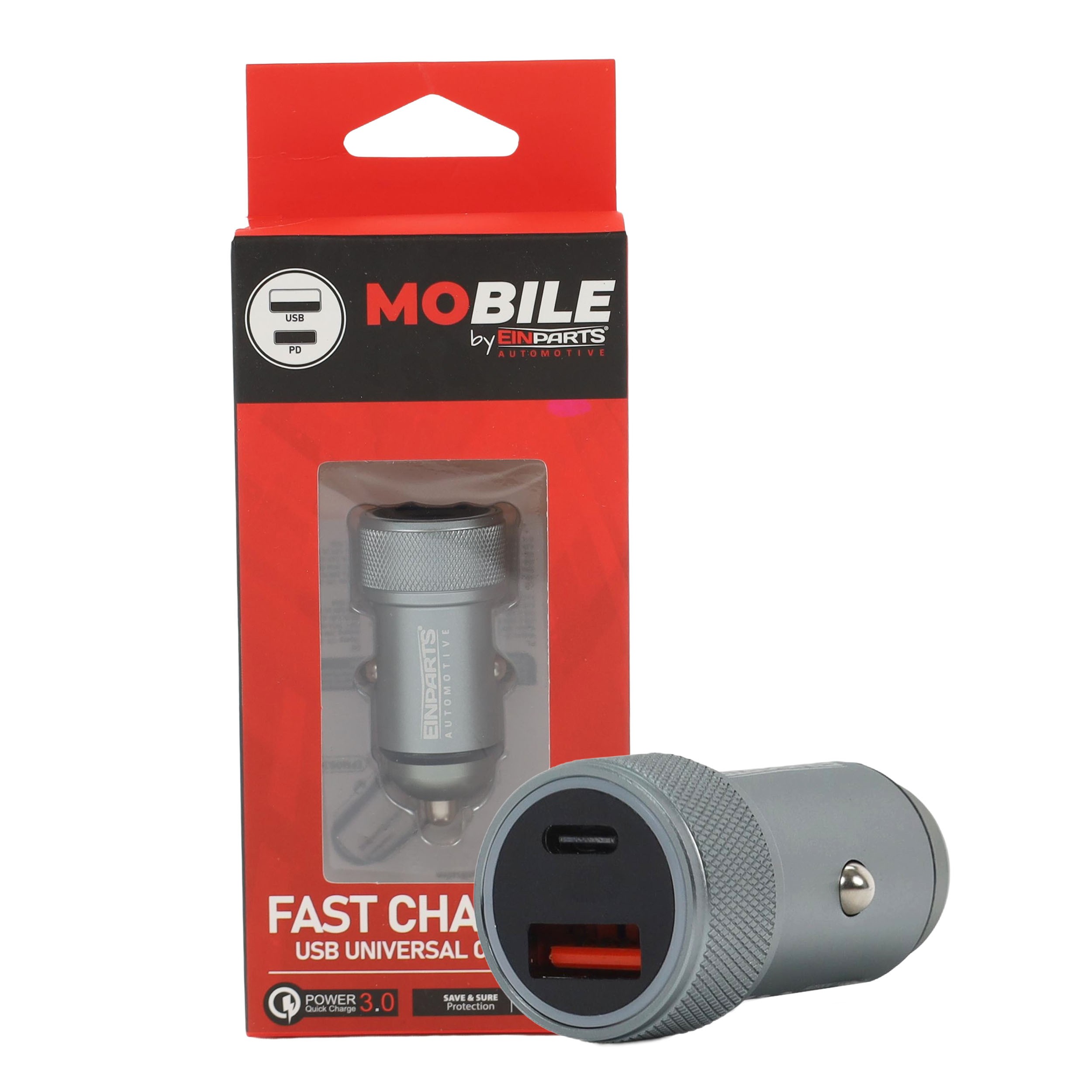Ładowarka samochodowa EPMOB26 Pd 20W Qc 3.0 Usb-c Usb-a srebrna