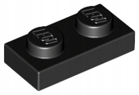 LEGO Płytka - plate 1x2 (3023) czarny 10szt