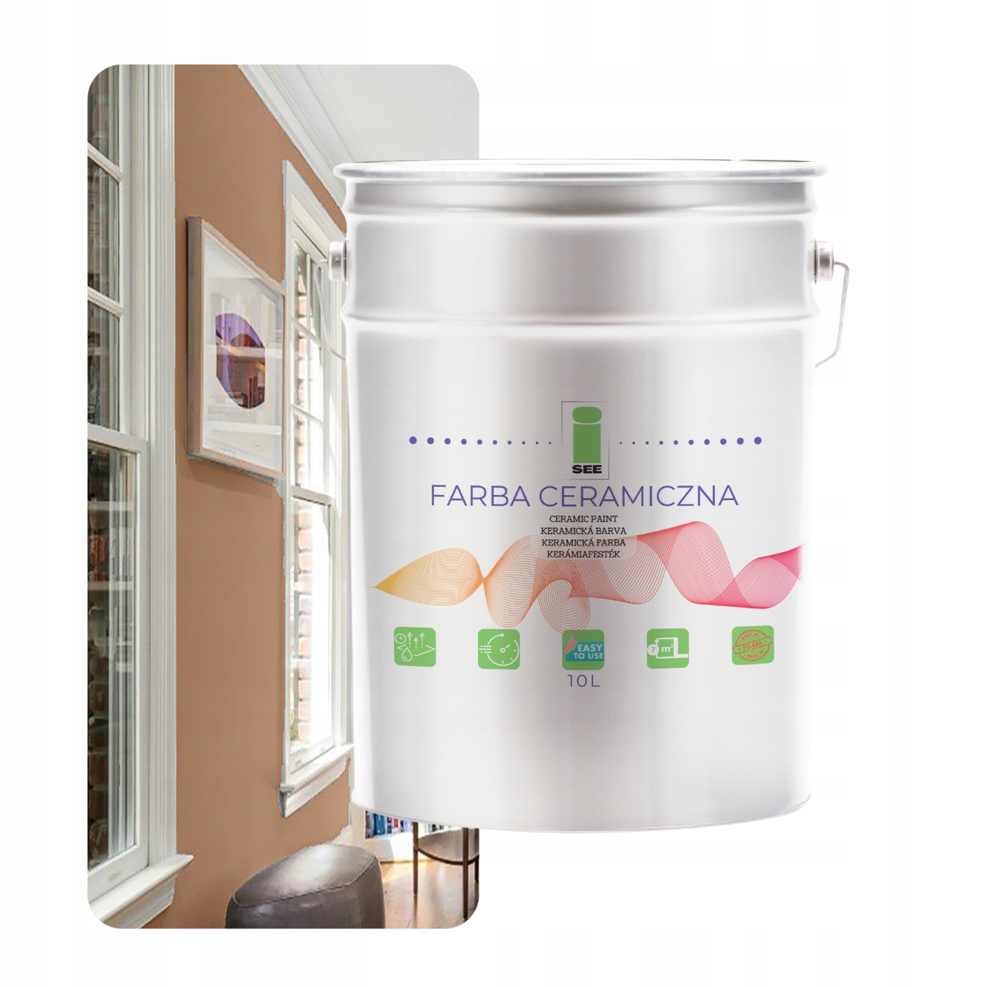 Keramická Farba Na Steny Hnedá Umývateľná Tmavé Cappucino 10 L Odolná Voči Škvrnám