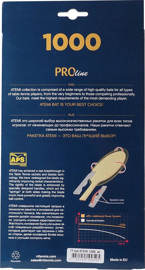 RAKIETKA DO PING PONGA NEW ATEMI 1000 PRO CONCAVE Model 1000