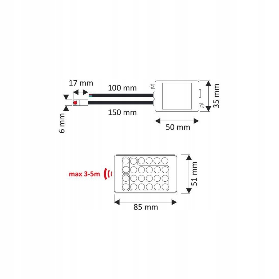 Pilot LED RGB + sterownik IR Typ pilot