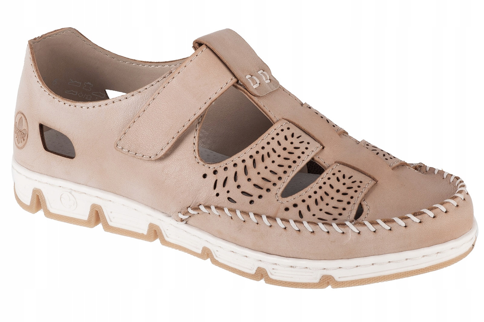 Rieker Boty [39] Dámské kožené polobotky, béžová barva