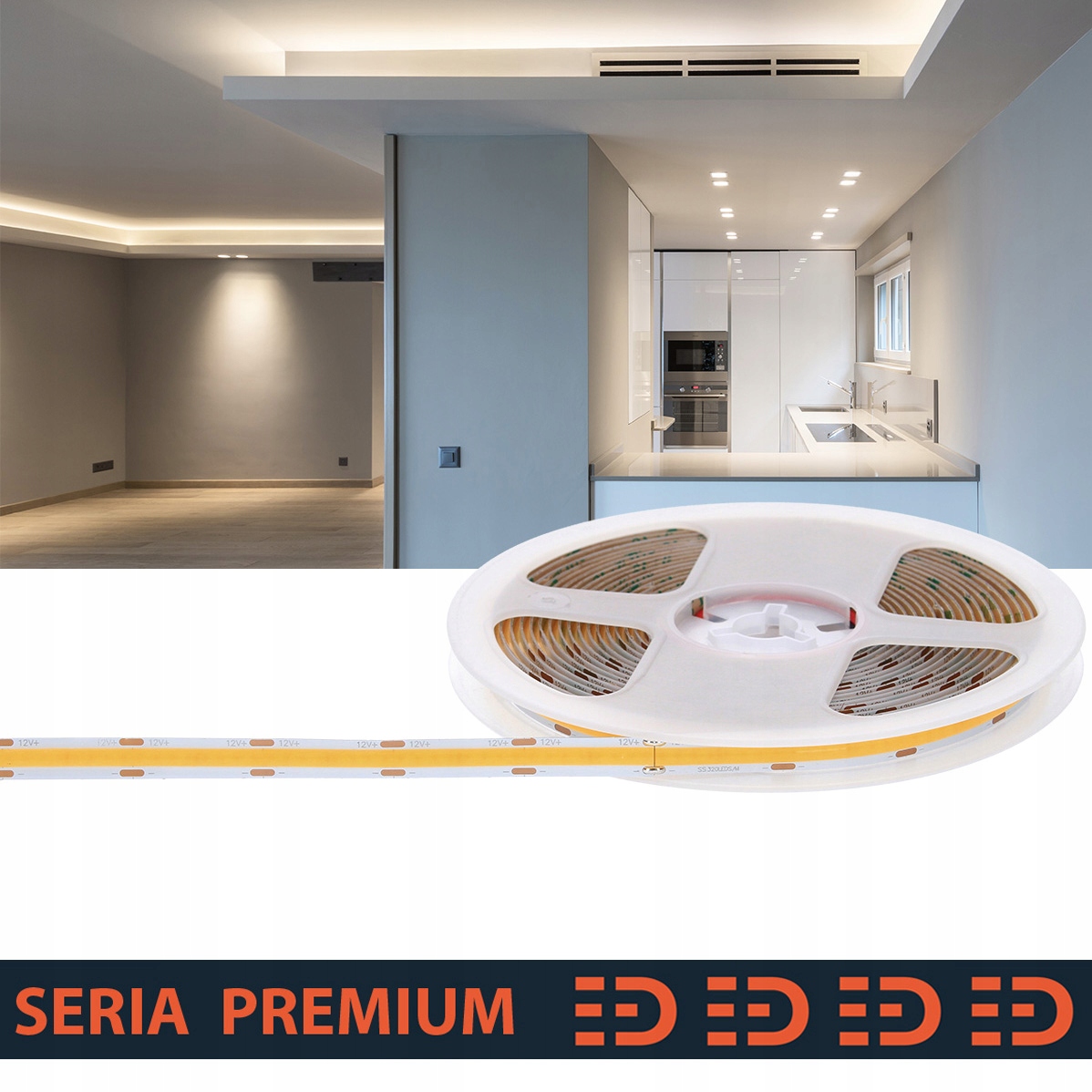 Led pásek Premium 12V Cob – jedna světelná linka 320 Led 4000K 700lm Ra90
