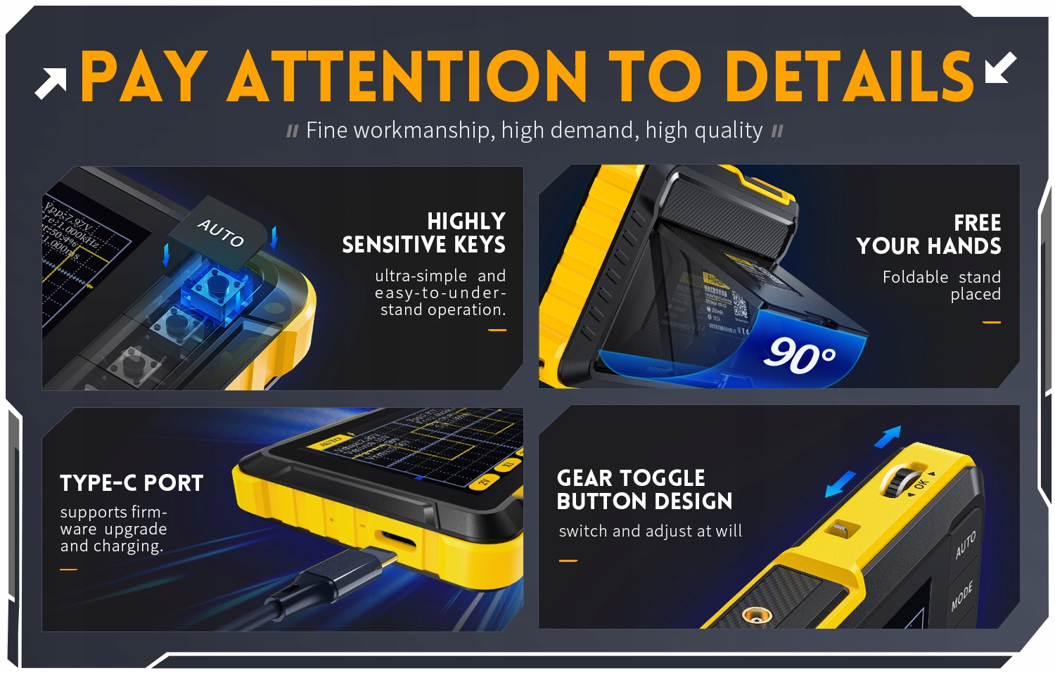 FNIRSI mini oscyloskop cyfrowy 2x200kHz 2,5MSa/s dwukanałowy LCD DSO152 Częstotliwość próbkowania 2.5 MS/s