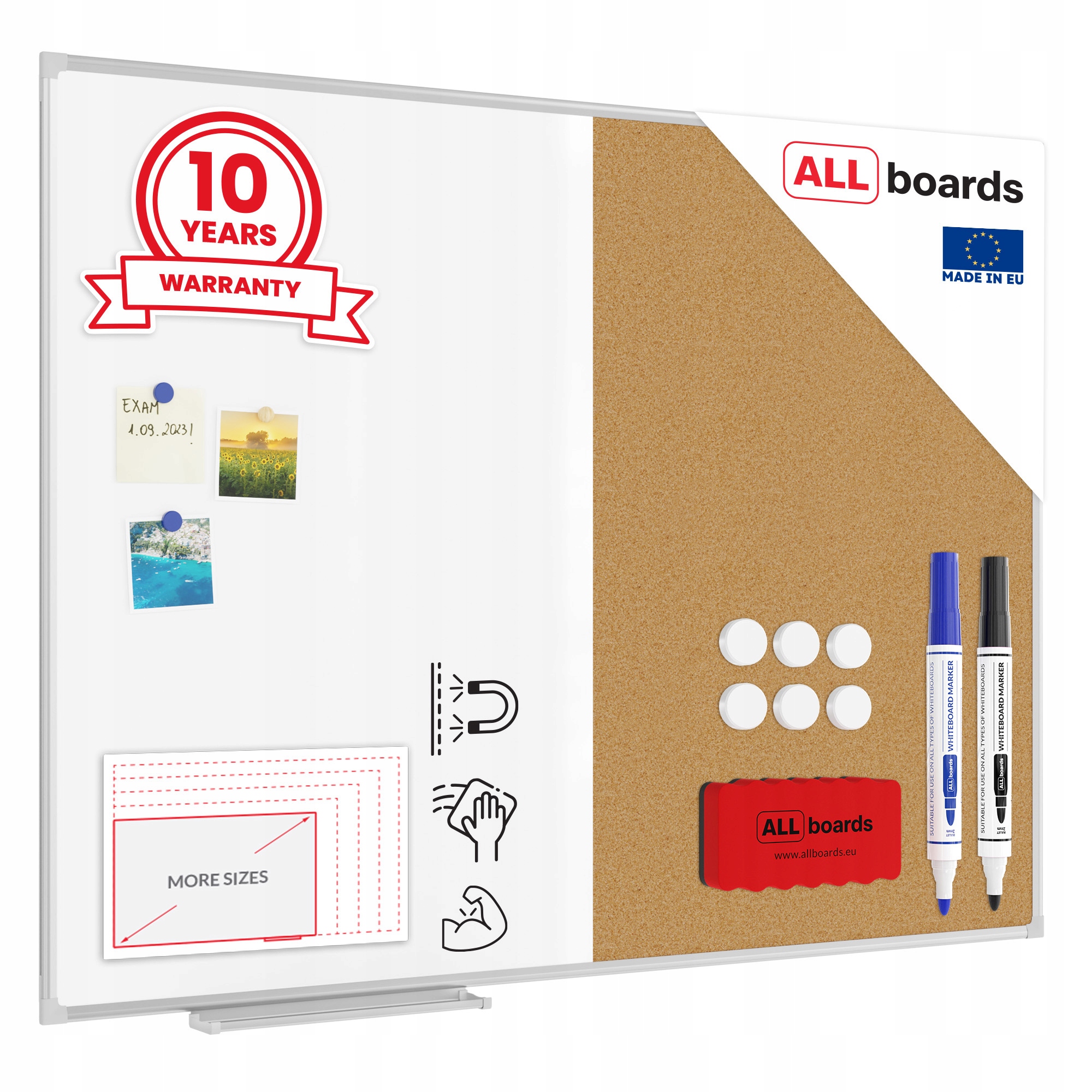 Tablica magnetyczna suchościeralna korkowa 120x90 typu Combi