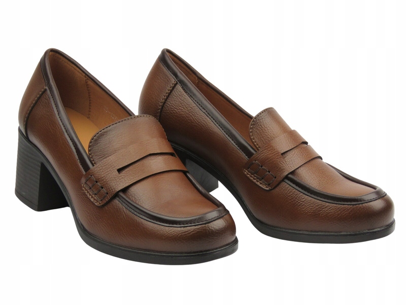 Dámské Polobotky Potocki 25-12628 Hnědé S Koženou Stélkou Na Podpatku