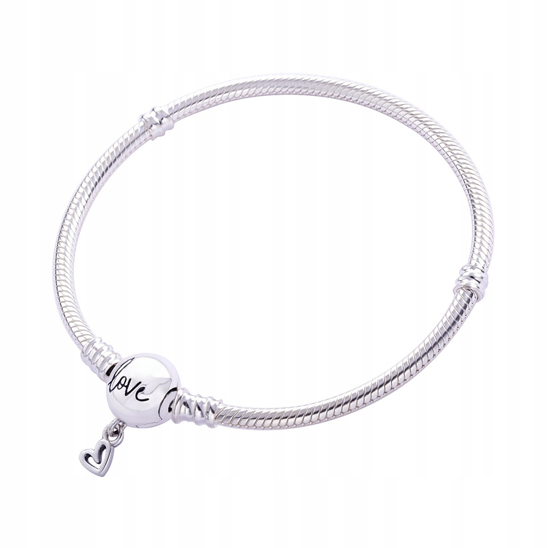 Modulární náramek základna pro Charms Stříbro 925 Srdce Láska 20 cm