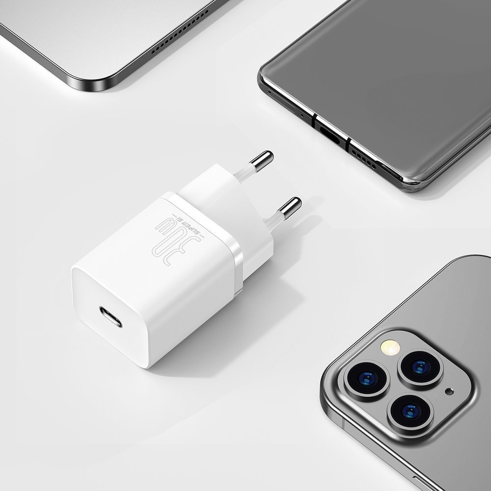 BASEUS SZYBKA ŁADOWARKA SIECIOWA UNIWERSALNA DO TELEFONU 3A USB C MOCNA 30W Przewód w zestawie nie