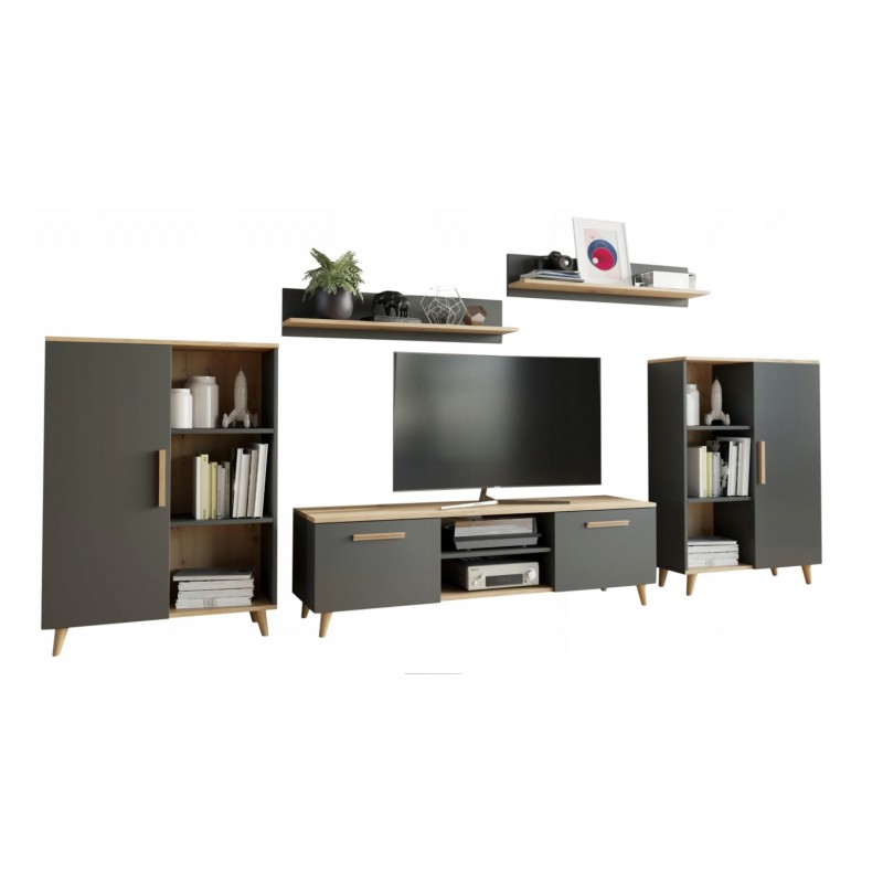 Nábytek Nábytková Stěna Oslo 2 dub artisan/antracit Obývací Pokoj skandinávský styl