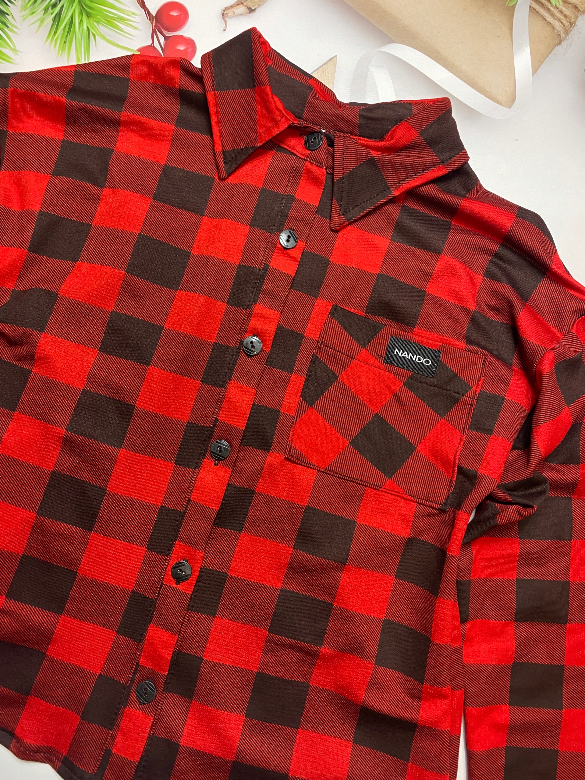 158 KOSZULA elegancka krata święta chłopięca czerwień Rozmiar 158