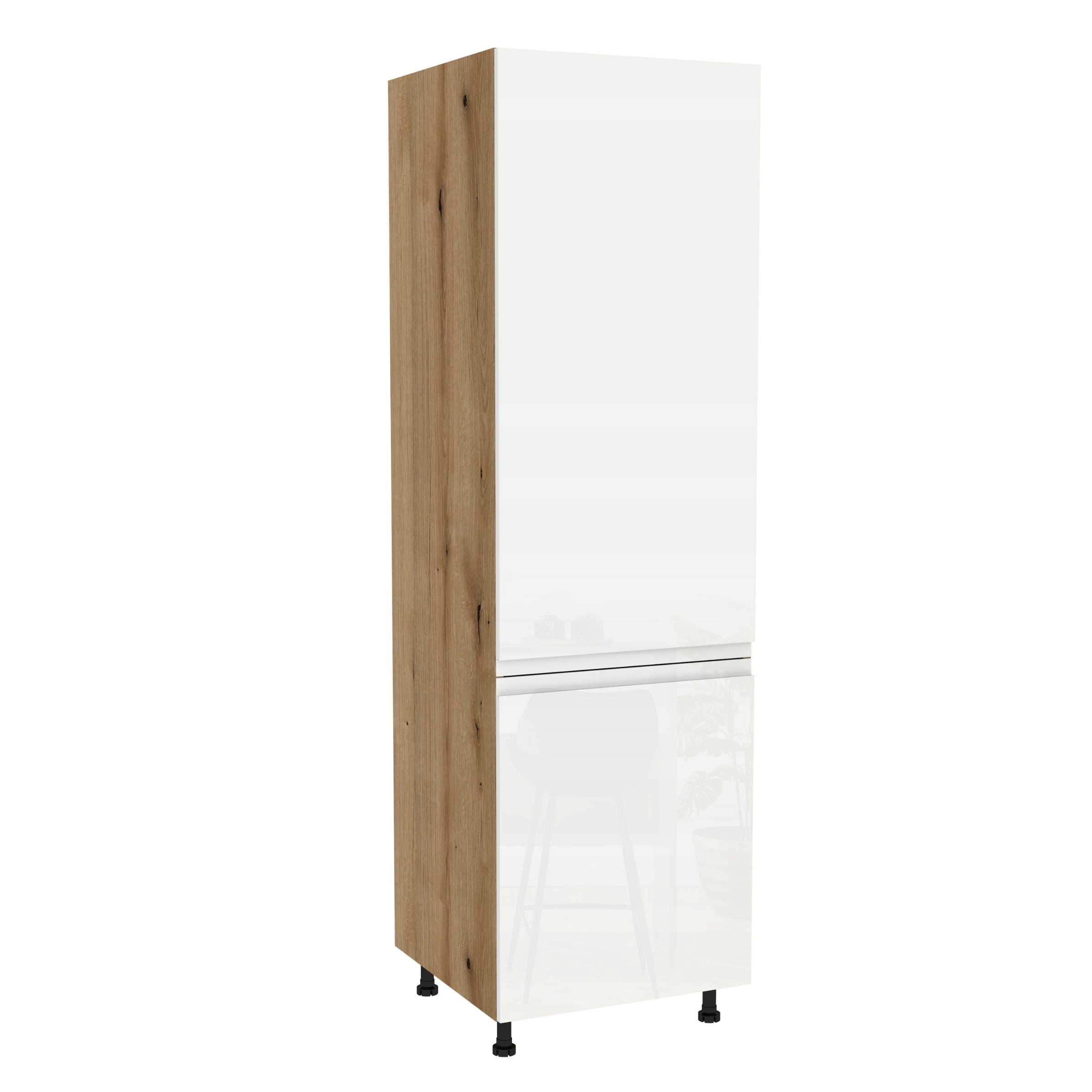 Skříň na vestavnou lednici 60/197 Frezo přední Bezúchytková Bílá Akryl Lesk