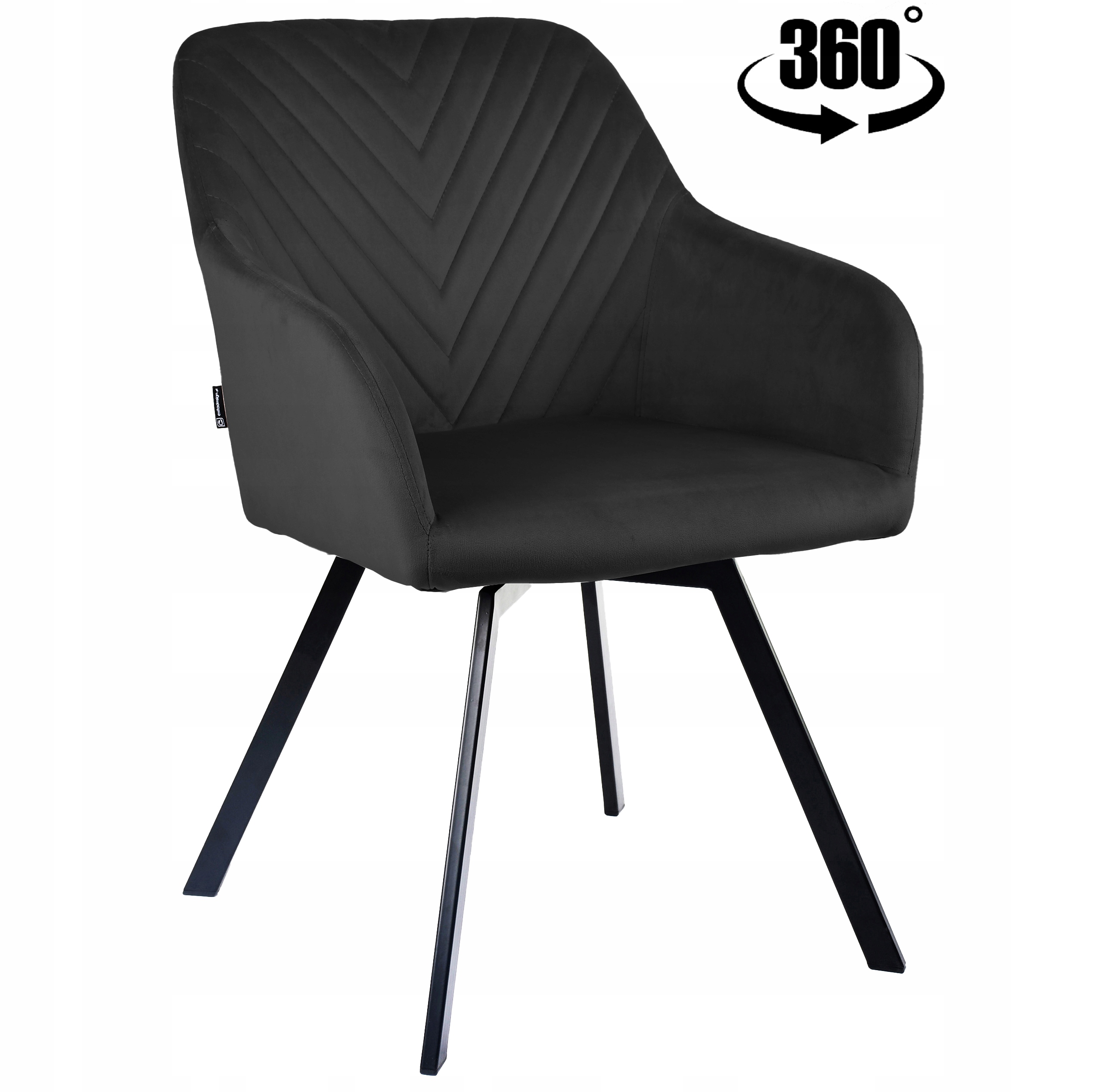 Krzesło obrotowe tapicerowane welurowe czarne do salonu, jadalni Panko 2