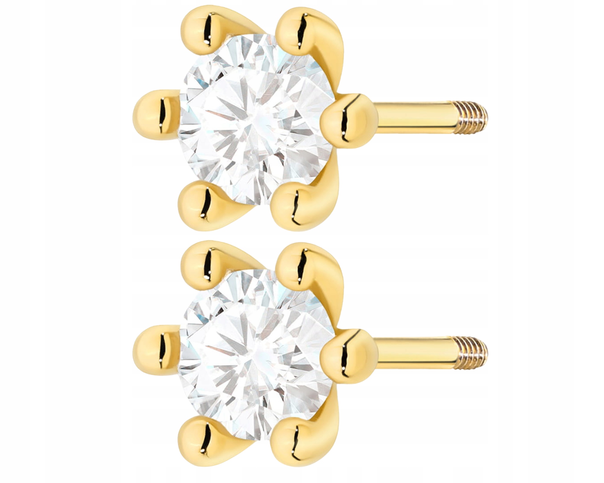 Zlaté Náušnice s laboratorním diamantem Šroubovací tyčinka Klasické