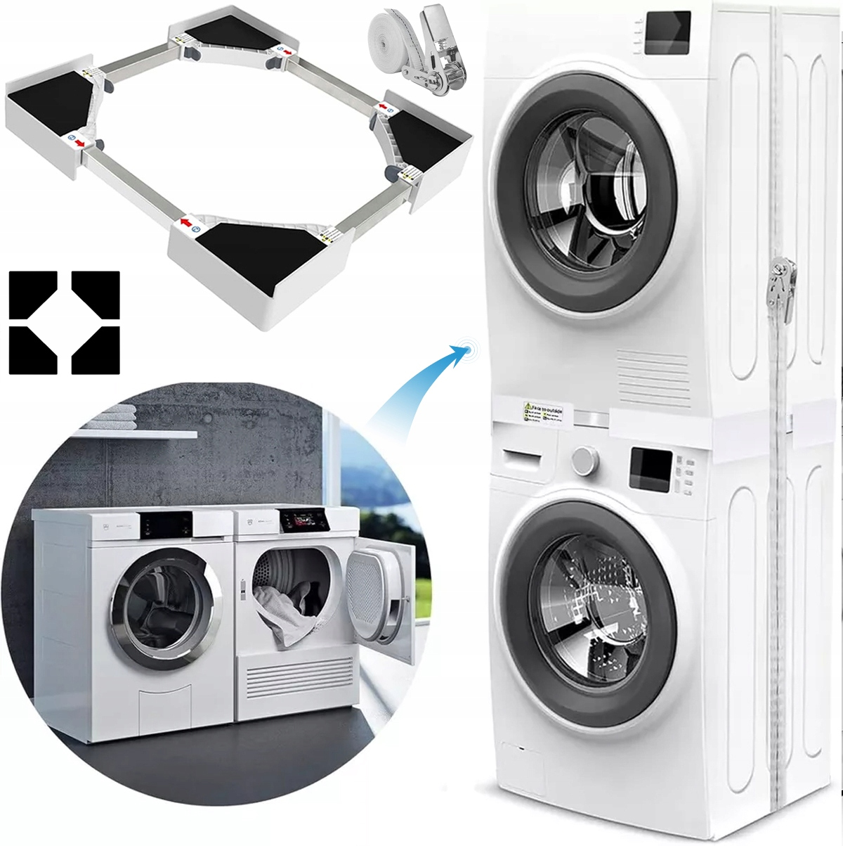 Regulowany Uniwersalny Łącznik Pralki Z Suszarką 46-72 cm