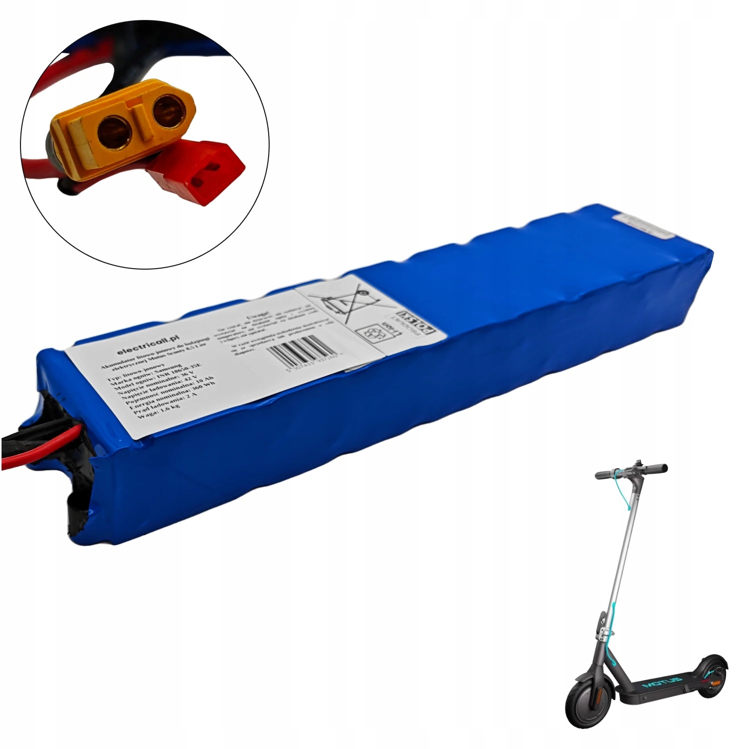 Powiększona Bateria Litowo-Jonowa 36V 10Ah do Motus Scooty 8.5 Lite