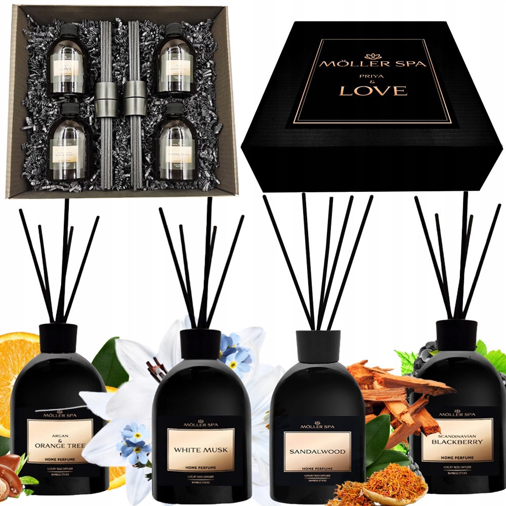 Levně 4ks x 250ml Vůně Do Domácnosti Tyčinky Dárková Sada Vánoční 1000ml