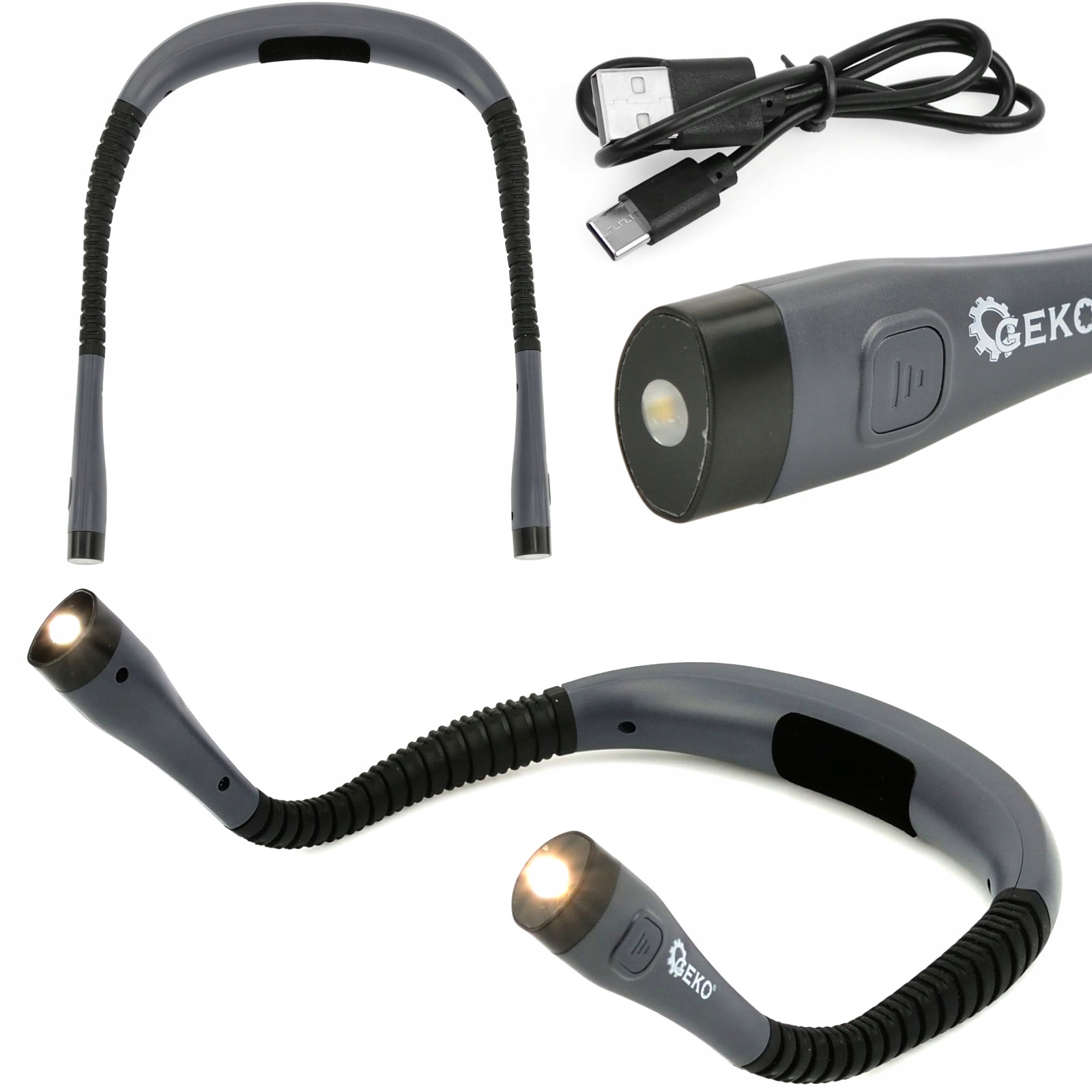 СВЕТОДИОДНАЯ ЛАМПА ДЛЯ ЧТЕНИЯ НА ШЕЮ, ПЕРЕЗАРЯЖАЕМАЯ USB