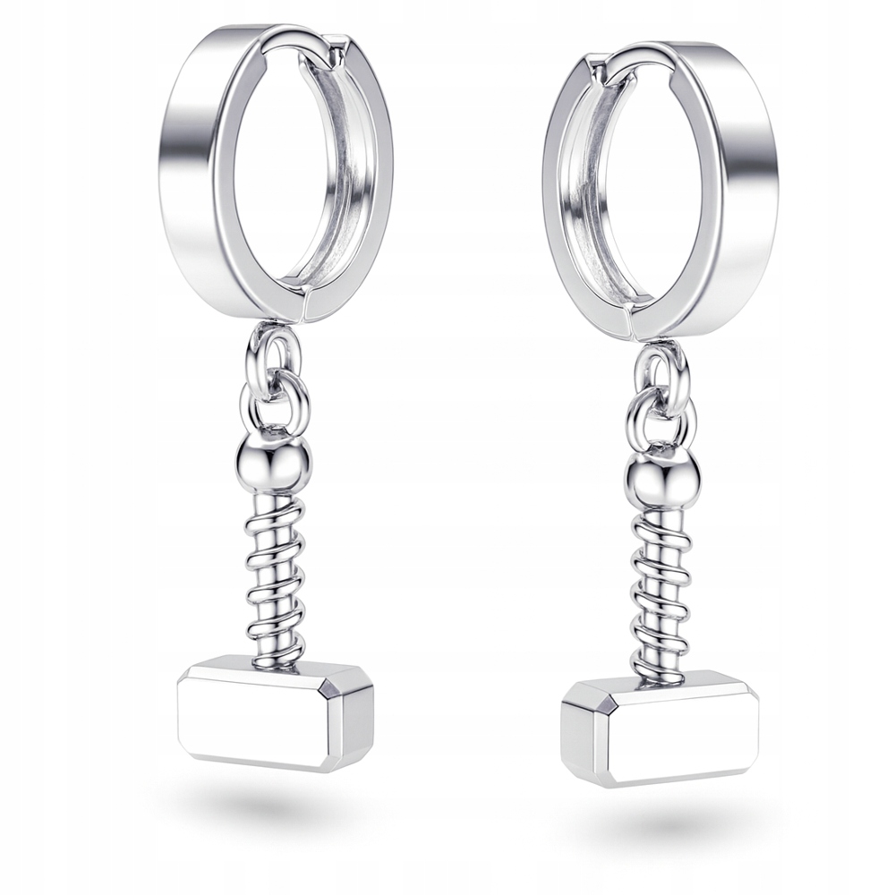 Mjolnir Młot Thora Wiking Stříbrné náušnice pouta stříbro 925