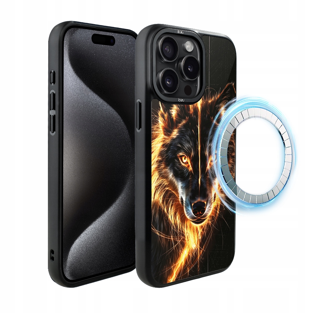Pouzdro Ibizu DropGuard Matné s MagSafe pro iPhone 15 Pro Max, Fire Wolf