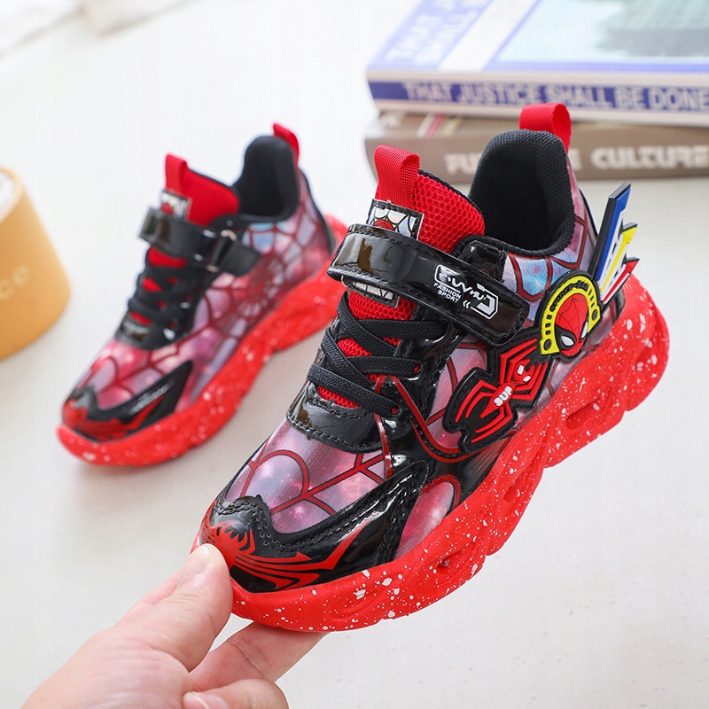 Buty Spider-Man LED Swiecące Dziecięce r.22-36 Materiał skóra ekologiczna