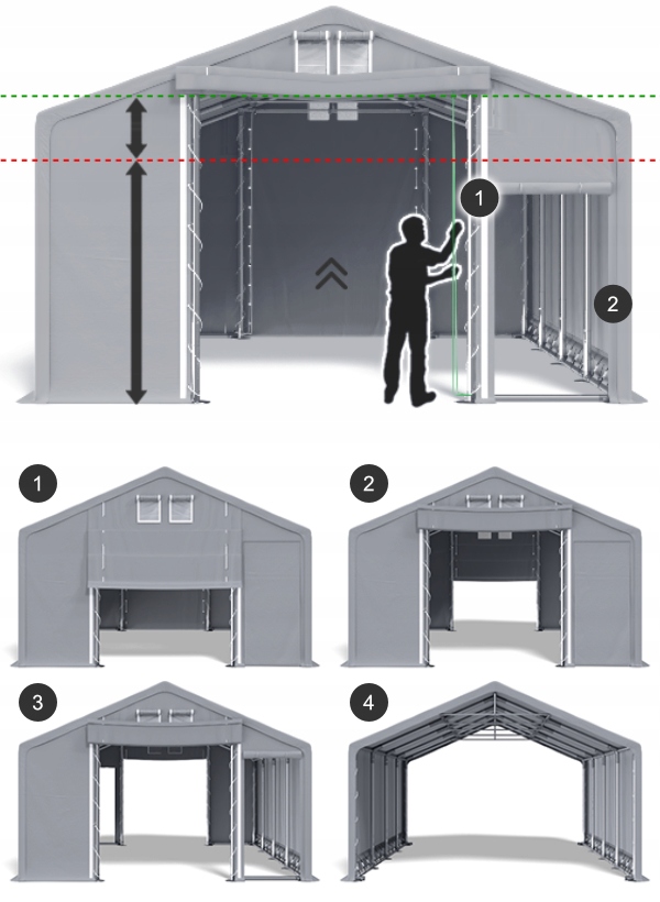Namiot Budowlany 4x12m [2,5m] Rolniczy DAS 600 WP Długość 12 m