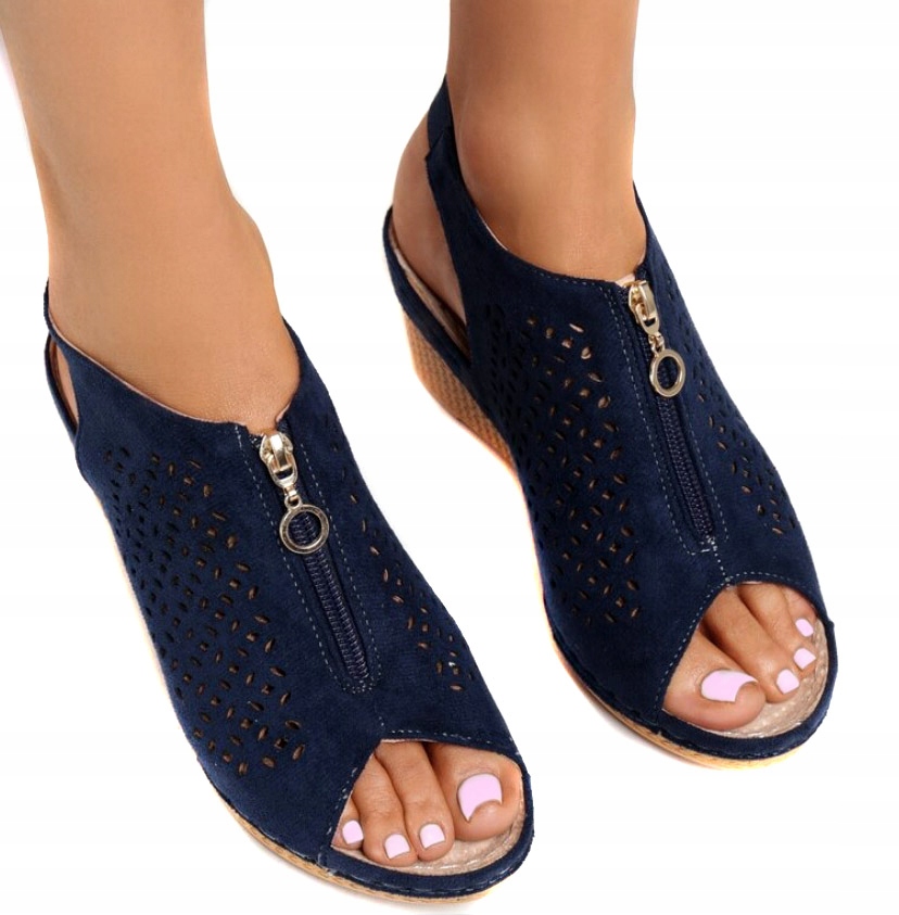 KLAPKI DAMSKIE BUTY PROFILOWANE SKÓRZANE Kod producenta 224 navy1