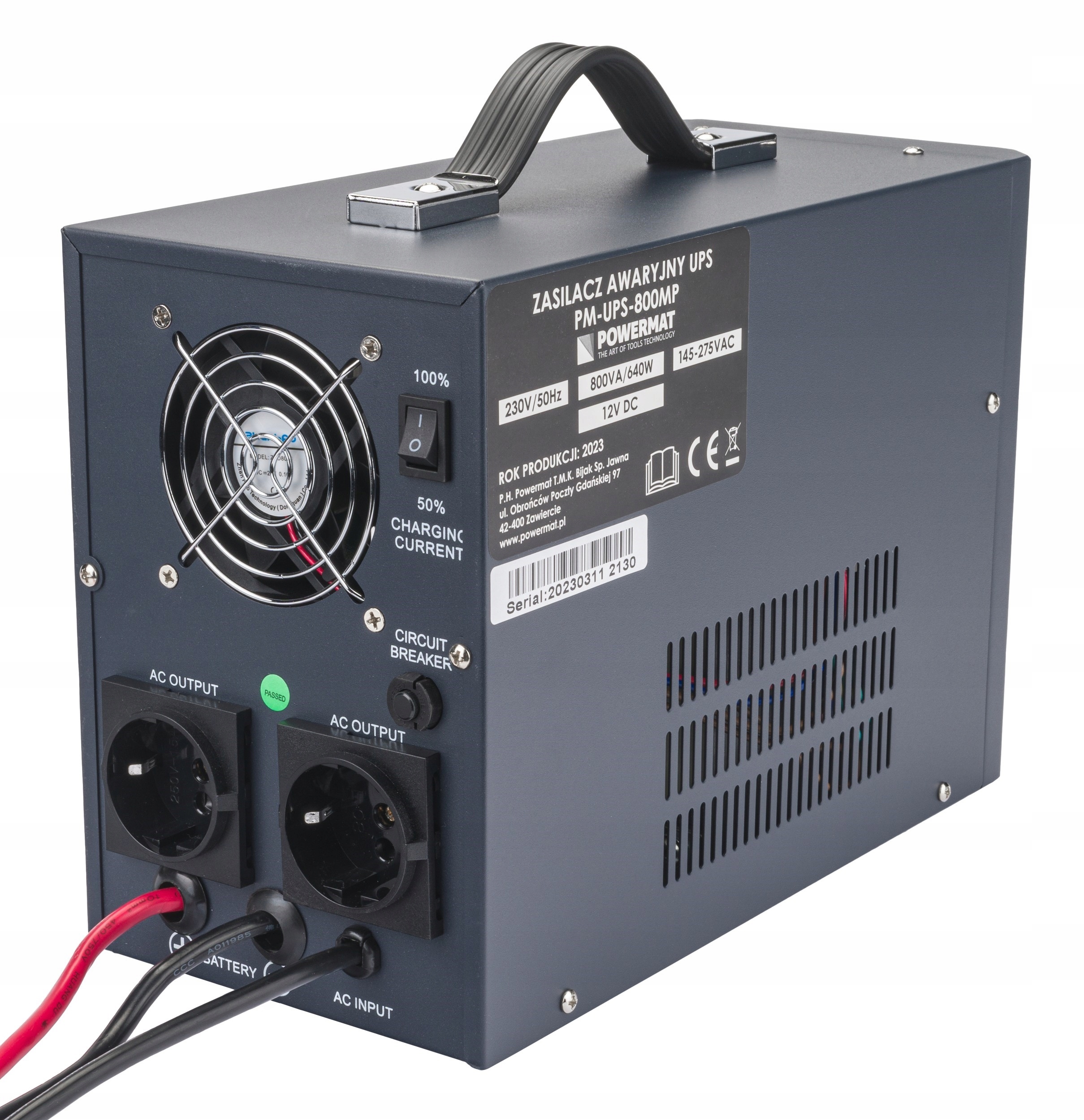 ZASILACZ AWARYJNY UPS DO KOMPUTERA PIECA SERWERA LCD 800VA 640W +AKUMULATOR Moc pozorna 800 VA